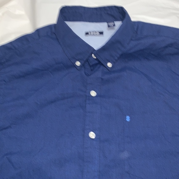 MEN’S Izod Dark Blue Short Sleeve Button Up Shirt Size L - Picture 1 of 5